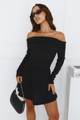 Magic In Motion Off Shoulder Mini Dress Black