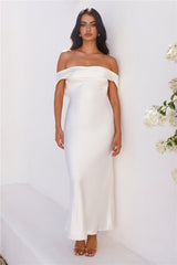 Precious Pearl Satin Maxi Dress Champagne