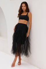 Twirl This Way Tulle Midi Skirt Black