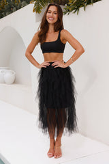 Twirl This Way Tulle Midi Skirt Black