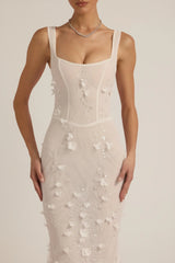 Embellished Fishtail Corset Gown in White