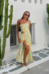Party On The Coast One Shoulder Maxi Dress Blue