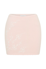 Monroe Embroidered Knit Mini Skirt - Baby Pink And Ivory