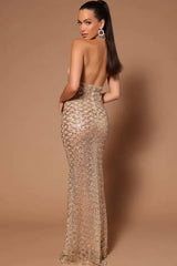 Lunia Sequin Backless Maxi Dress
