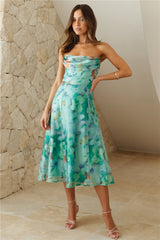 Seasonal Party Strapless Midi Dress Green