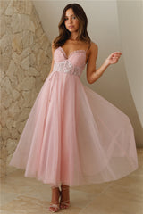 Top Of The Tower Tulle Midi Dress Blush