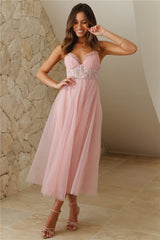 Top Of The Tower Tulle Midi Dress Blush
