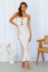 Cascading Lines Midi Dress Champagne