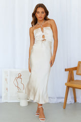 Cascading Lines Midi Dress Champagne