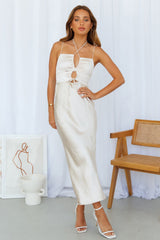 Cascading Lines Midi Dress Champagne