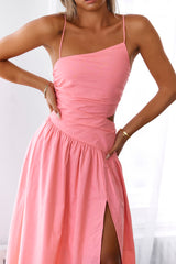 Walks By The Sunrise Maxi Dress Coral