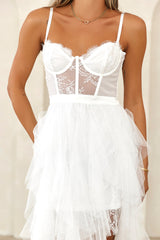 Elegantly Dressed Tulle Maxi Dress White