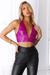 Shimmer Off Sequin Crop Pink