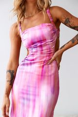 Vacay Heart Midi Dress Pink