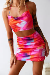 Fiery Fiesta Asymmetrical Mini Skirt Multi
