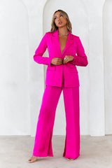 À La Mode Satin Blazer Fuchsia