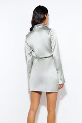 Love To Dance Satin Mini Dress Sage