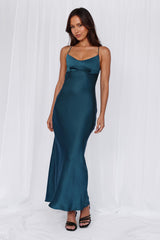 The Samara Satin Maxi Dress Teal