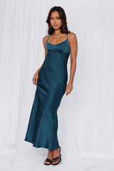 The Samara Satin Maxi Dress Teal