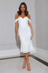 Linking Up Lace Midi Dress White