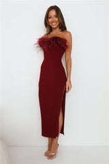 RUNAWAY Valentina Midi Dress Wine