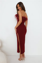 RUNAWAY Valentina Midi Dress Wine
