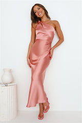 Ready On Time One Shoulder Midi Dress Rose