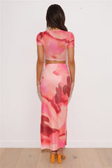 Festival Energy Mesh Maxi Skirt Orange