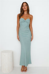 Slow Days Strapless Maxi Dress Sage