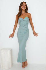 Slow Days Strapless Maxi Dress Sage