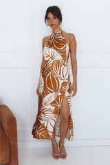 Show A Little Love Halter Maxi Dress Brown