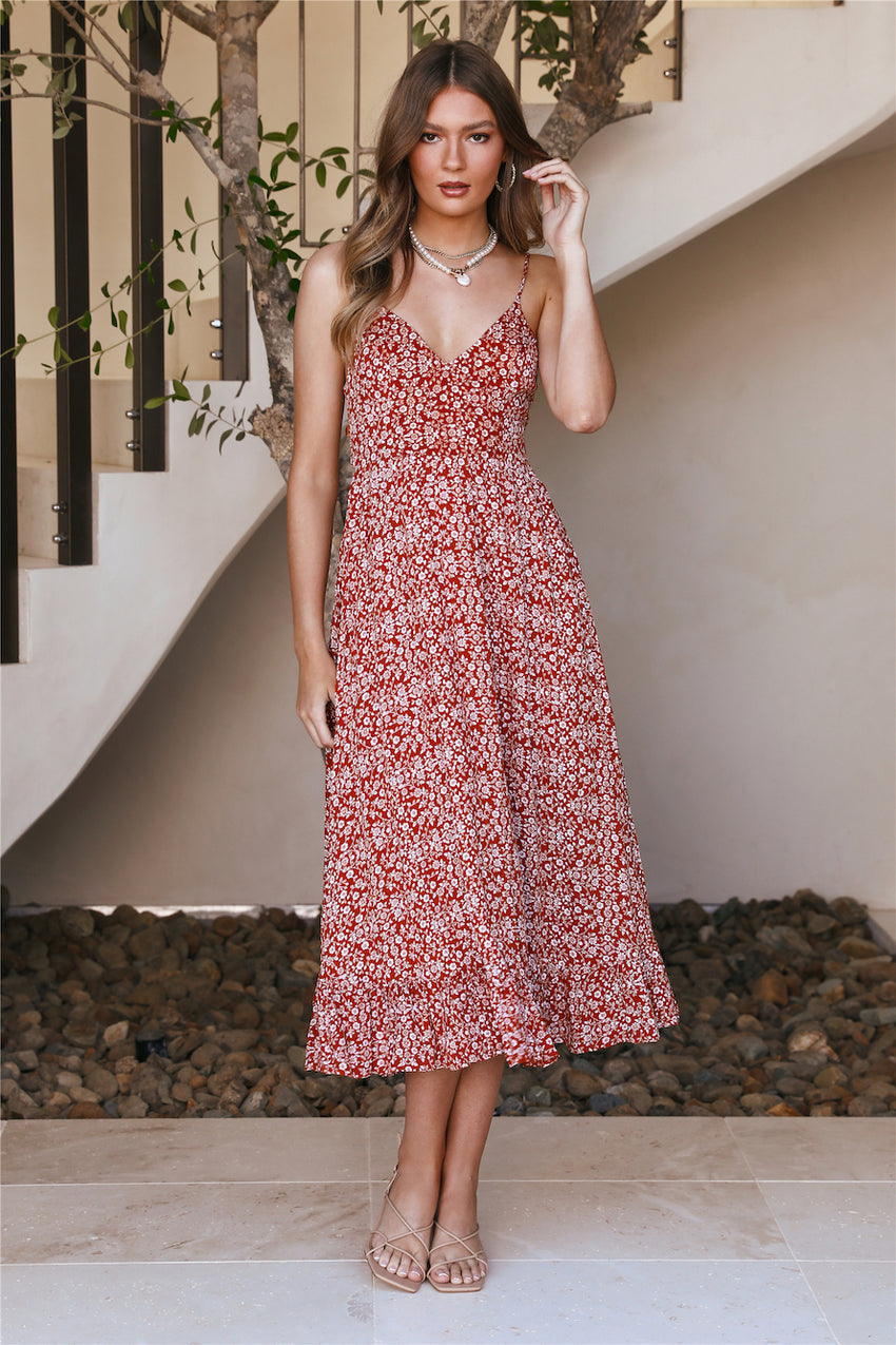 Sit Down Maxi Dress Rust