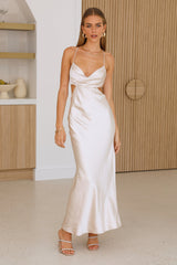 Grandest Entrance Satin Maxi Dress Champagne