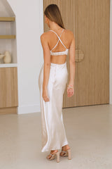 Grandest Entrance Satin Maxi Dress Champagne