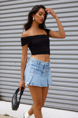 Wardrobe Staple Off Shoulder Crop Top Black
