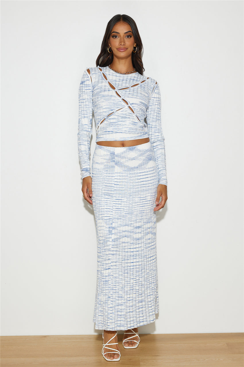 C/MEO COLLECTIVE Eventually Knit Skirt Blue