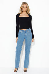 Simply Elevate Ribbed Long Sleeve Top Black