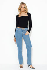 Simply Elevate Ribbed Long Sleeve Top Black