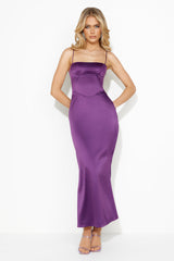What Dreams Are Made Of Satin Maxi Dress Plum
