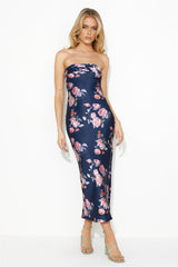 Scent Of Pretty Satin Maxi Dress Navy