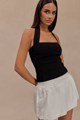 Genia Satin Bubble Mini Skirt - White